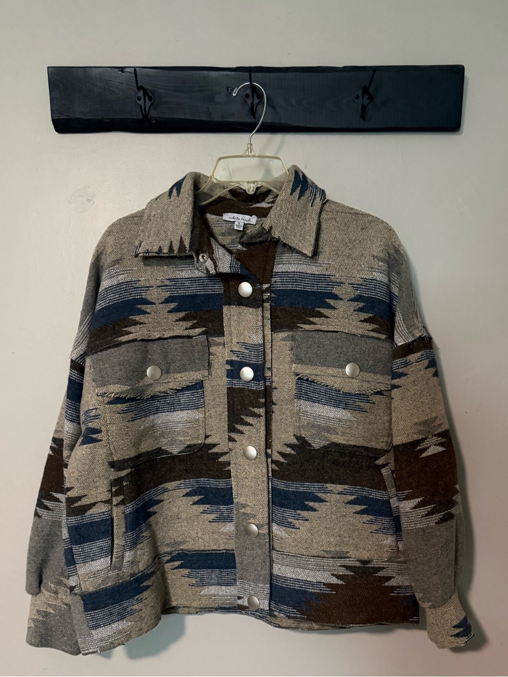 white birch Patterned Button-Front Shacket